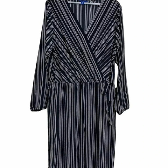Apt. 9 XXL plus-size Black & white striped jumpsuit - Picture 2 of 7